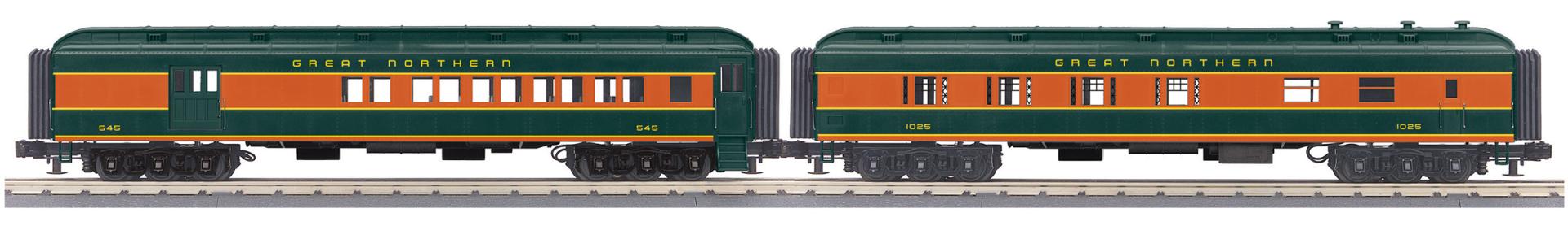 MTH O Gauge RailKing Great Northern 2-Car 60’ Madison Combo/Diner Set 30-69386