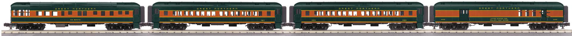 MTH O Gauge RailKing Great Northern 4-Car 60’ Madison Passenger Set 30-69385