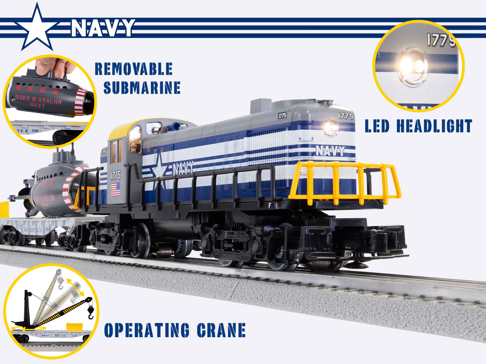 Lionel Navy Lionchief Freight Set With Bluetooth 5.0 2523110